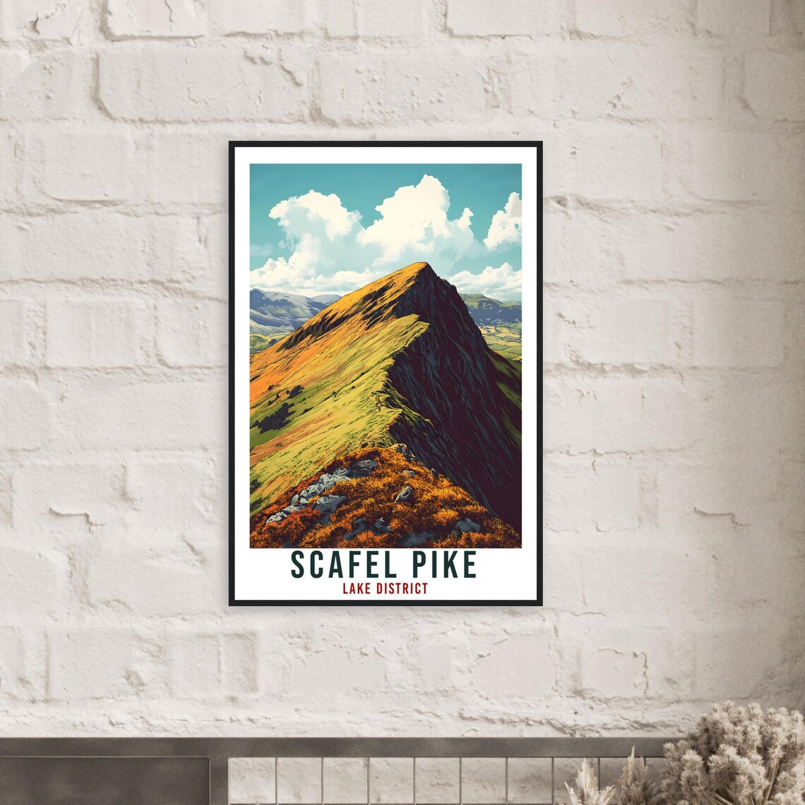 Scafel Pike Lake District Mountain Ridge Vintage Travel Poster - Image 2