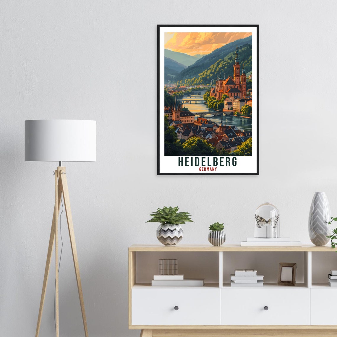 Heidelberg Germany Old Town Neckar River Sunset Travel Poster - Image 3