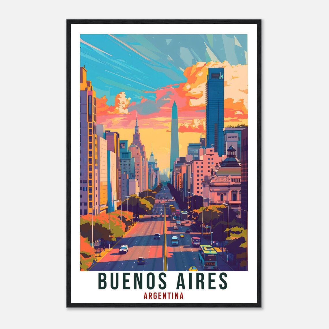 Buenos Aires Argentina Grand Avenue Obelisk Vintage Travel Poster - Image 4