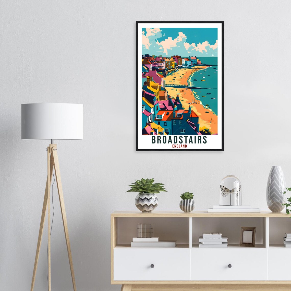 Broadstairs England Beach Town Sandy Bay Boats Colorful Travel Poster - Image 3
