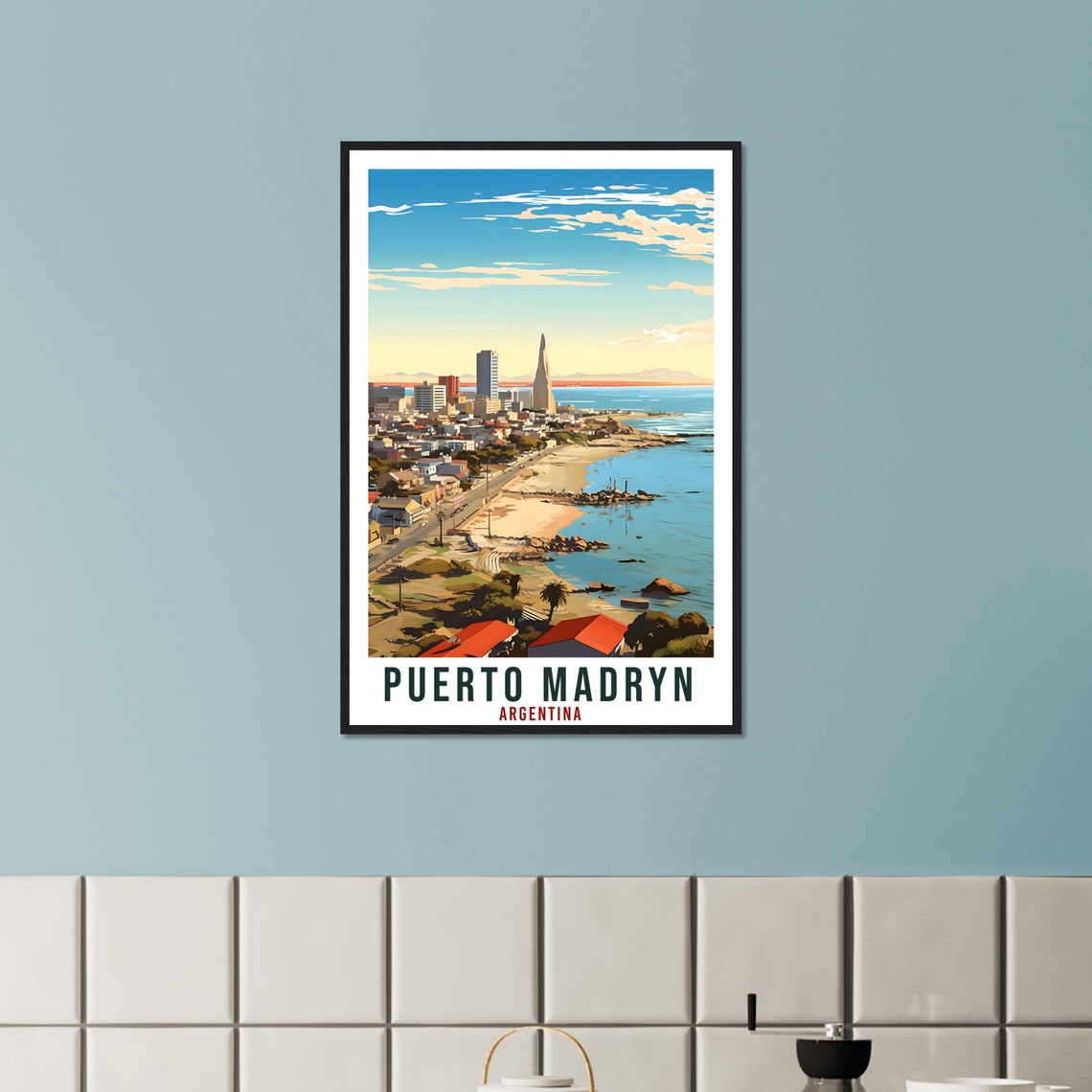 Puerto Madryn Travel Print Wall Art Puerto Madryn Argentina City Landscape Artwork Madryn Argentina Art Gift Madryn Travel Poster Home Decor - Image 3