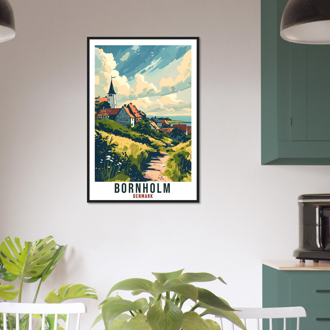 Bornholm Island Village Church Wildflower Meadow Denmark Travel Poster - Image 3