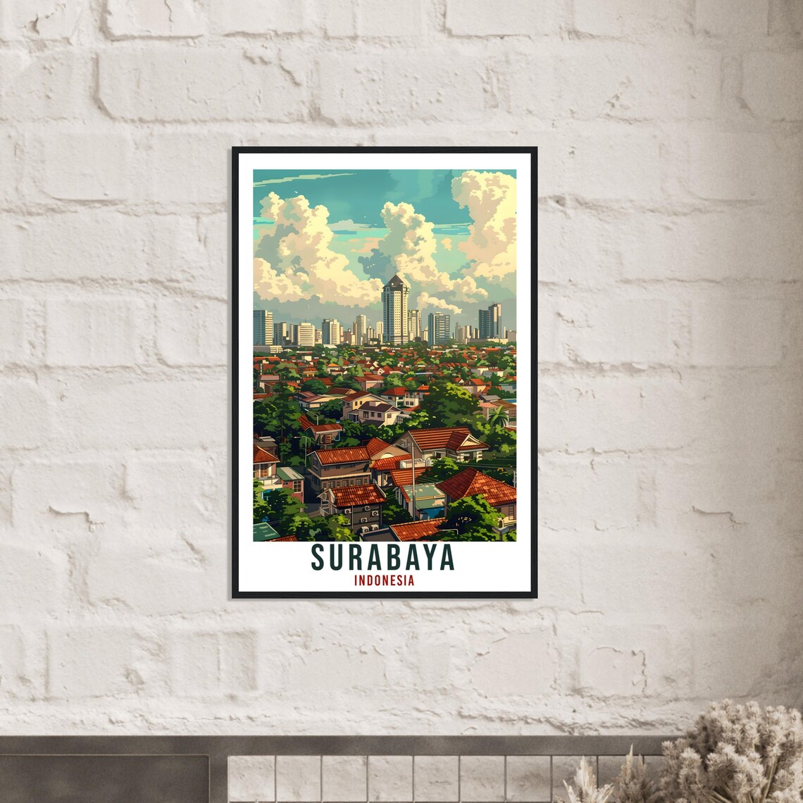 Surabaya Travel Print Wall Art Wall Hanging Home Dcor Surabaya Gift Landmark Artwork Travel Art Lovers Indonesia Surabaya Travel Poster - Image 3