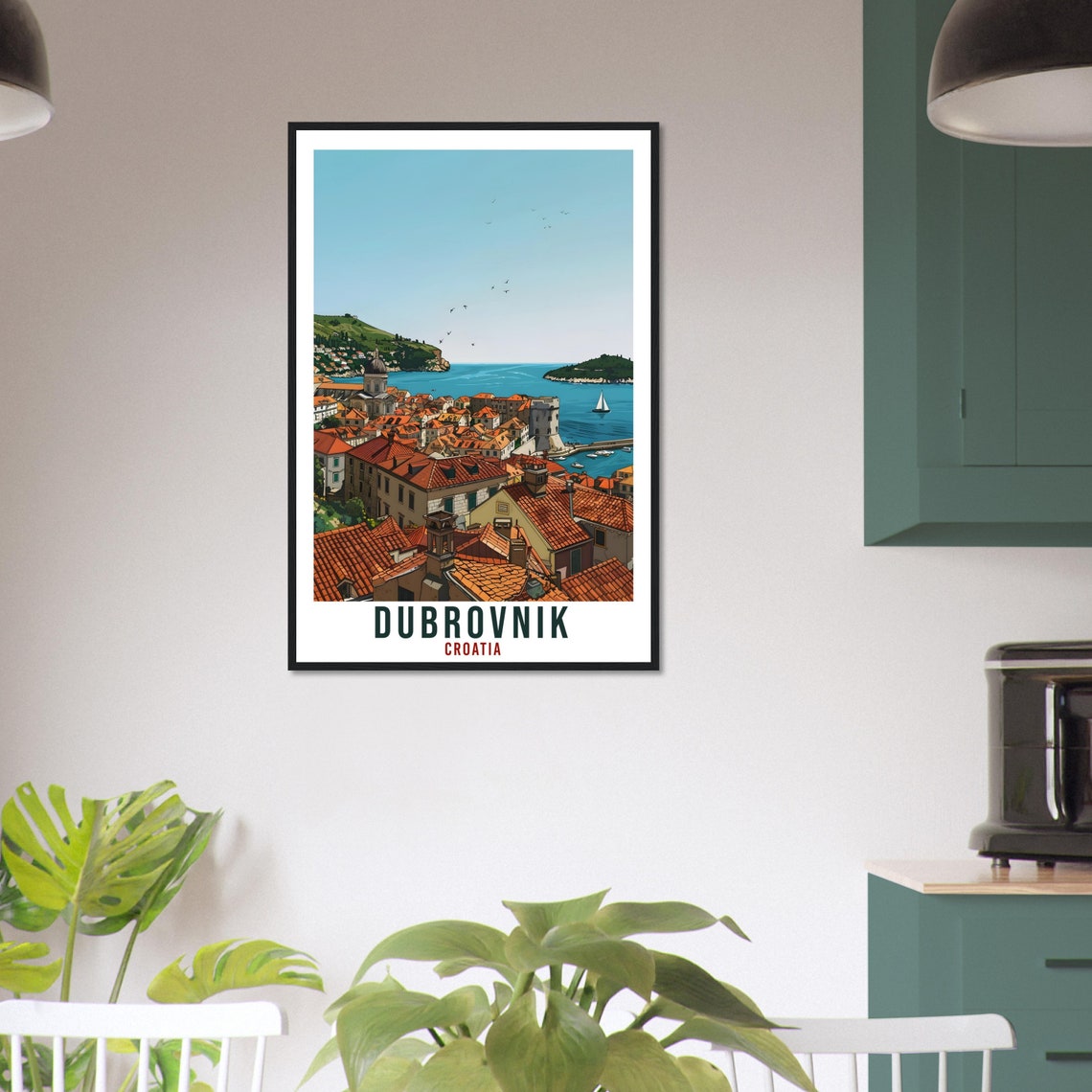 Dubrovnik Croatia Old Town Walls Coast Vintage Style Travel Poster - Image 3