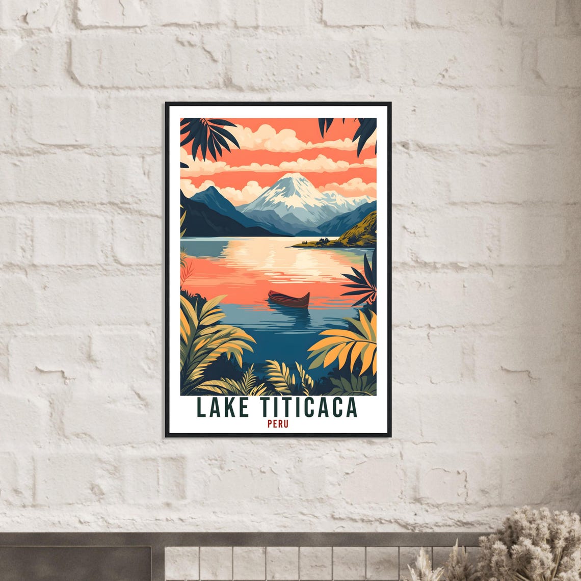 Lake Titicaca Peru Sunset Vintage Travel Illustration Poster - Image 2