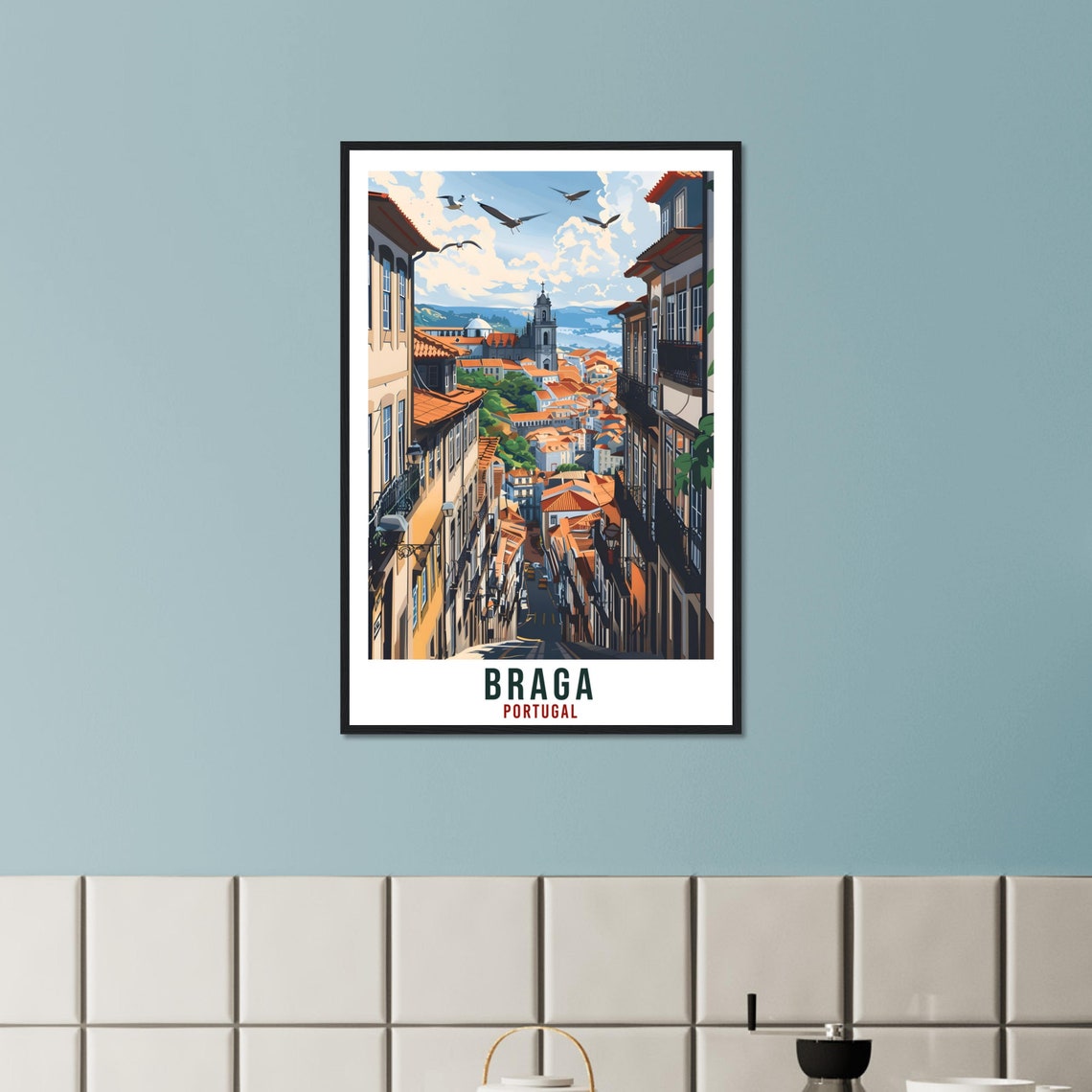 Braga Travel Print Portugal Wall Art Wall Hanging Home Dcor Braga Gift Portugal Landmark Artwork Gift Portugal Braga Holiday Travel Poster - Image 2