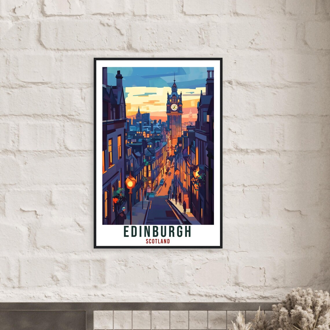 Edinburgh Scotland Vintage Old Town Street Travel Sunny Poster - Image 2