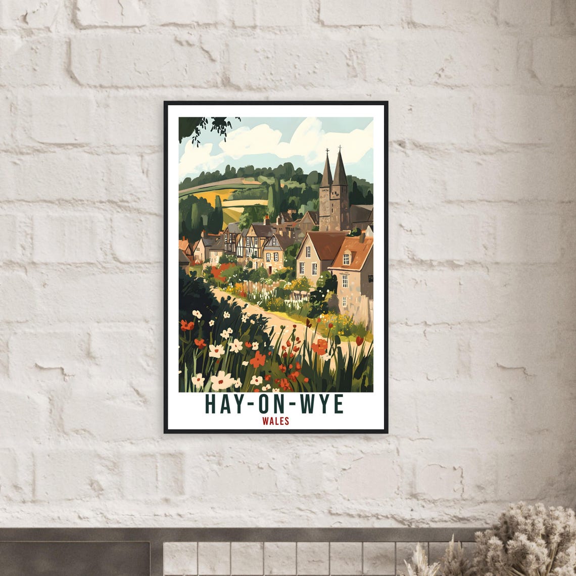Hay On Wye Travel Print Wales Home Decor Hay On Wye Wall Art Wall Hanging Art Lover Wales Artwork Travel Poster Hay On Wye Travel Art Gift - Image 2