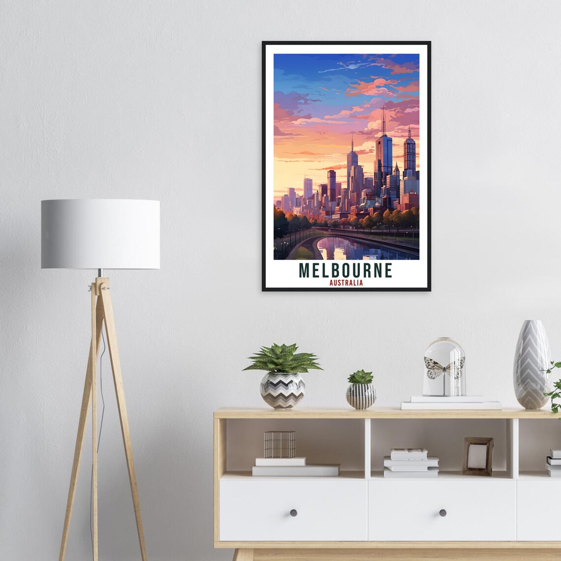 Melbourne Australia City Skyline Sunset River View Travel Poster - Image 3