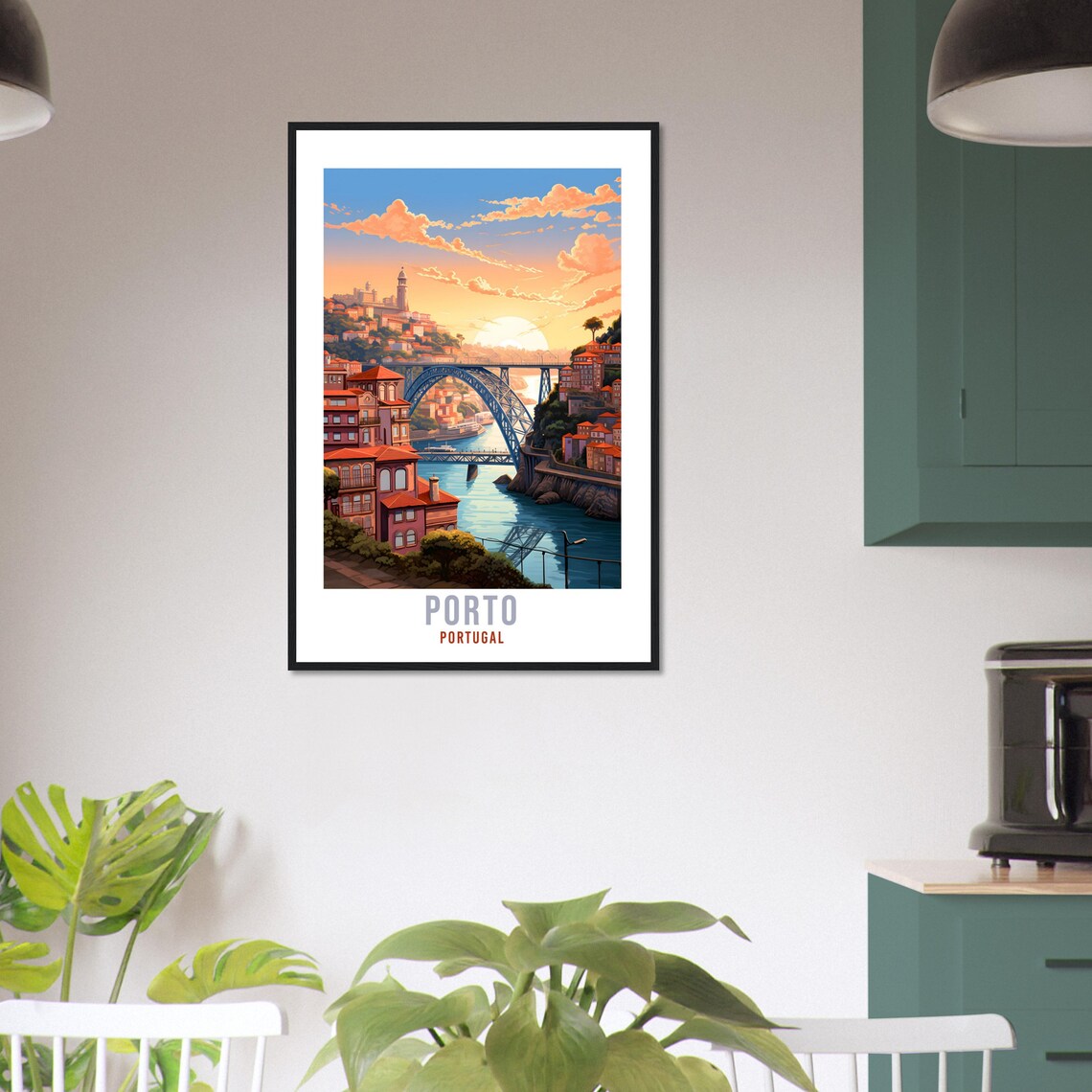 Porto Portugal Sunset Bridge Douro River Vintage Travel Poster - Image 2
