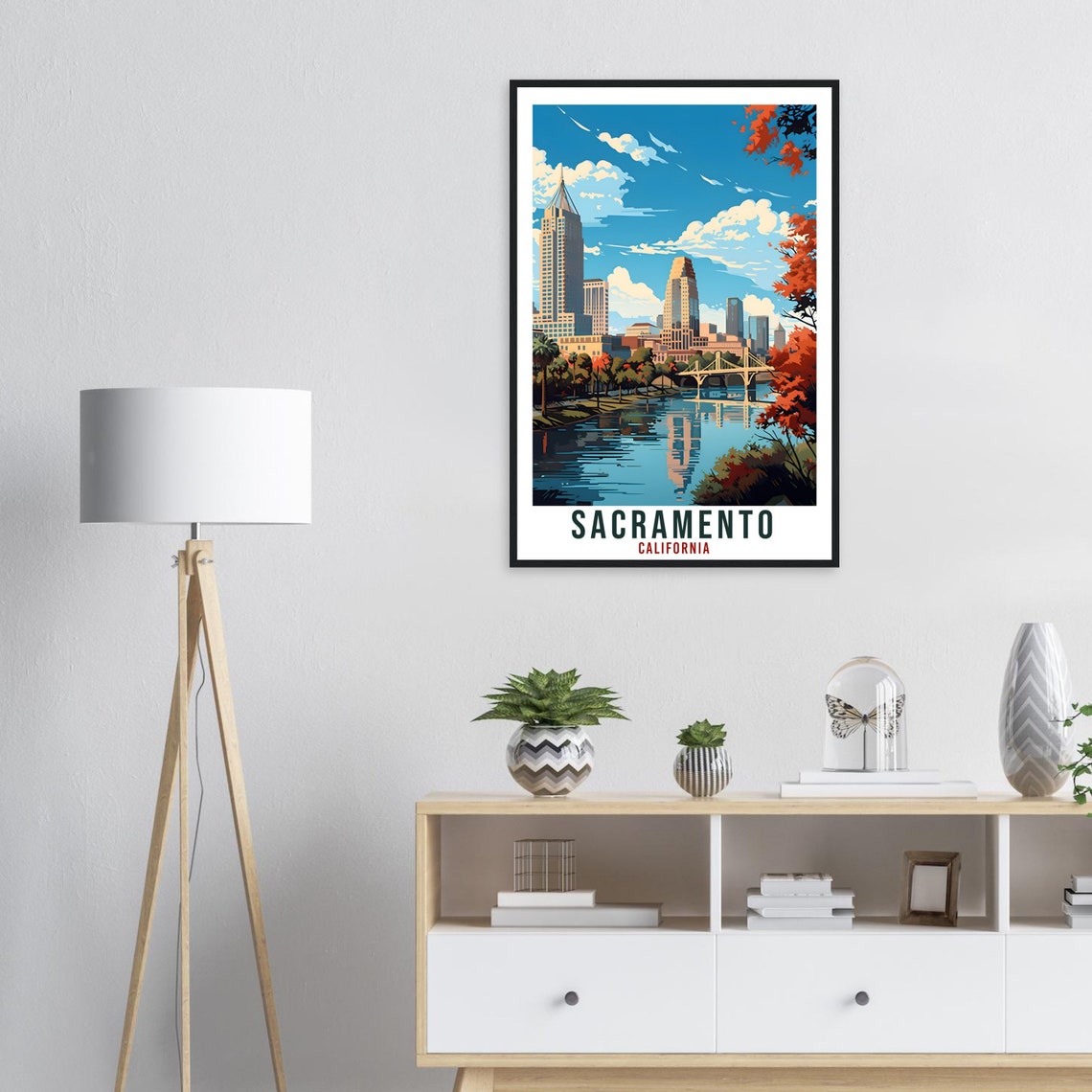 Sacramento Travel Poster California Home Decoration Usa City Wall Art Gift Wall Hanging Art Lover California Artwork Sacramento Travel Print - Image 3