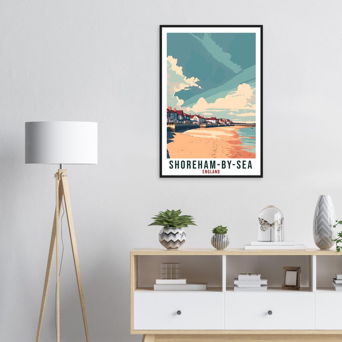 Shoreham By Sea England Beach Cottages Vintage Travel Poster - Image 2