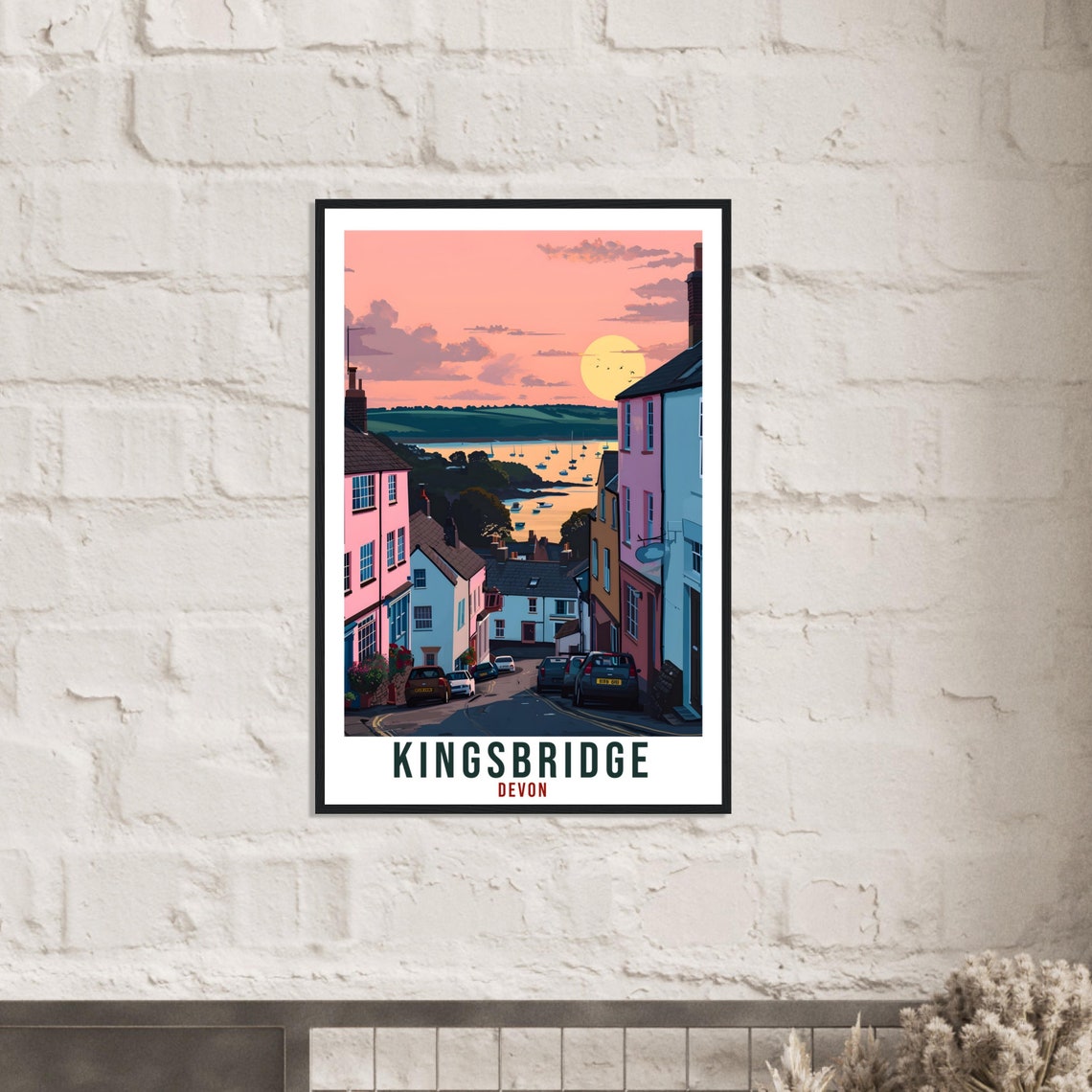 Kingsbridge Devon Harbour Street Sunset Coastal Town Art Poster - Image 3