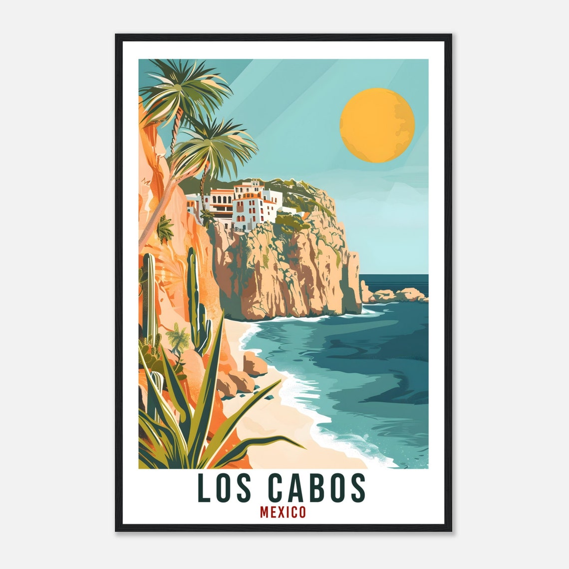 Los Cabos Mexico Dramatic Cliffs Desert Beach Cactus Coast Travel Poster - Image 4