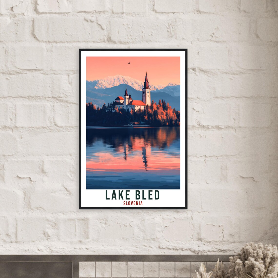 Lake Bled Slovenia Island Church Sunset Reflection Travel Poster - Image 2