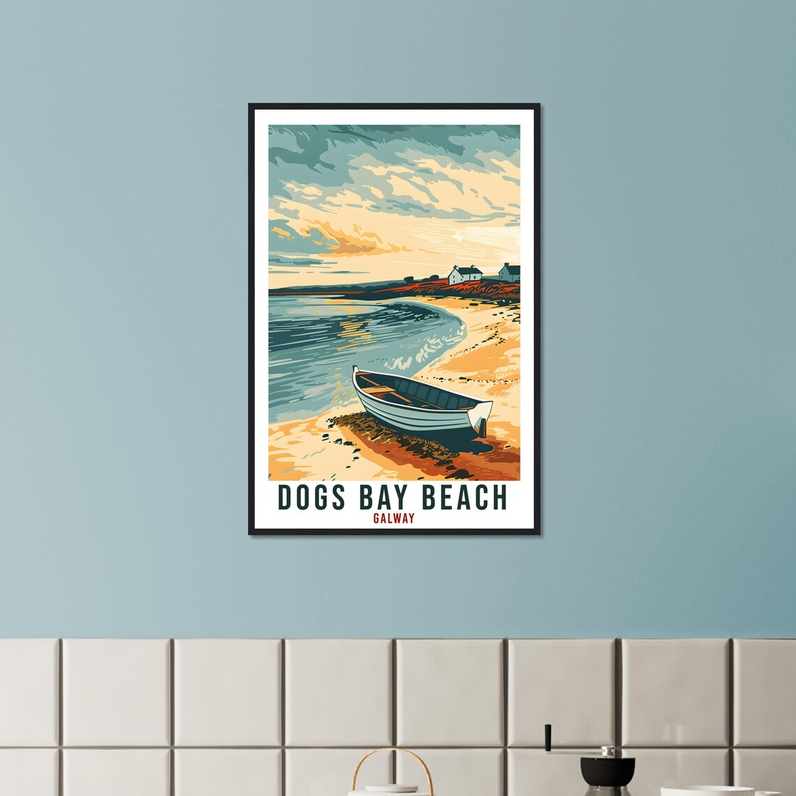 Dogs Bay Beach Galway Rowboat Sunset Ireland Coastal Travel Poster - Image 3