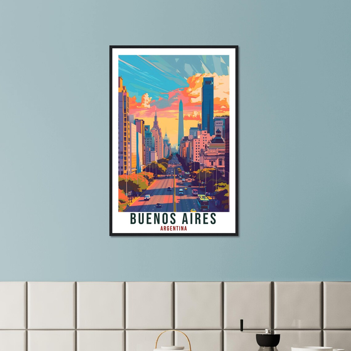 Buenos Aires Argentina Grand Avenue Obelisk Vintage Travel Poster - Image 2