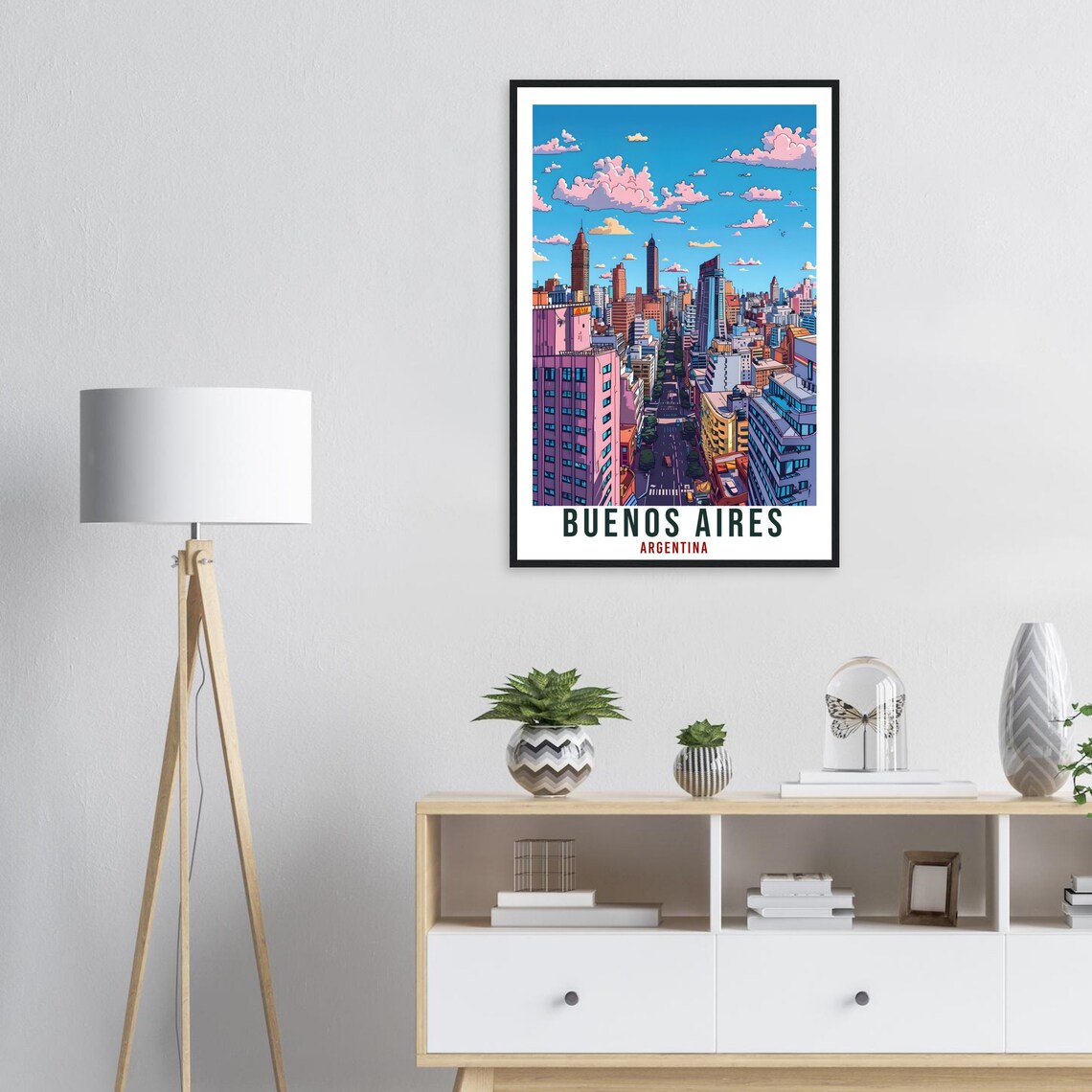 Buenos Aires Argentina Illustrated City Skyline Aerial View Poster - Image 3