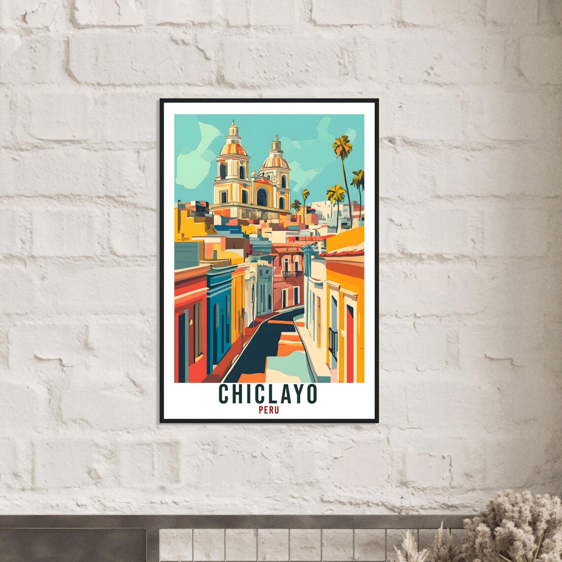 Chiclayo Peru Colonial Street Church Domes Vintage Travel Poster Art - Image 2