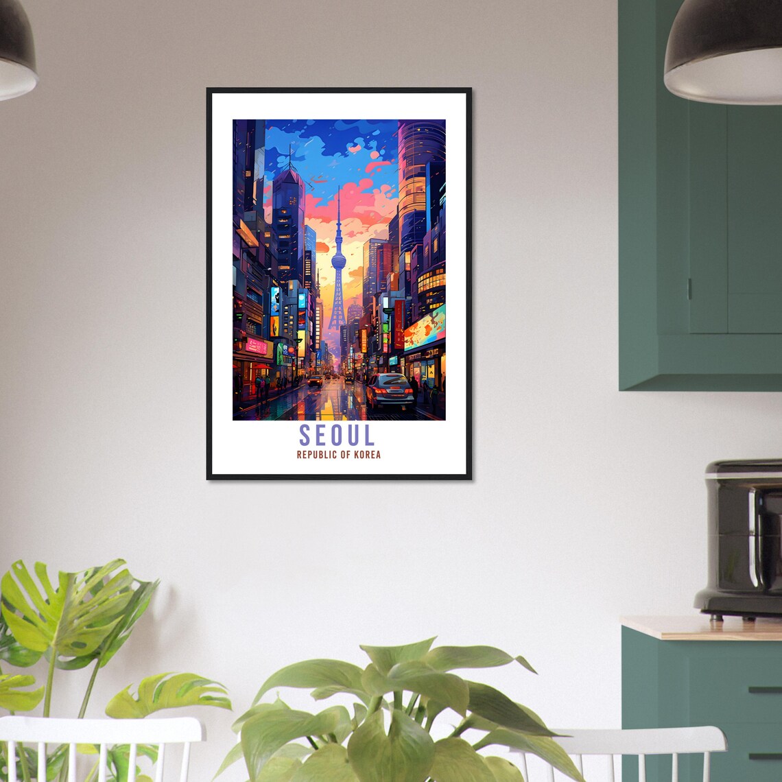 Seoul South Korea Vibrant Neon Night Street City Skyline Poster - Image 4