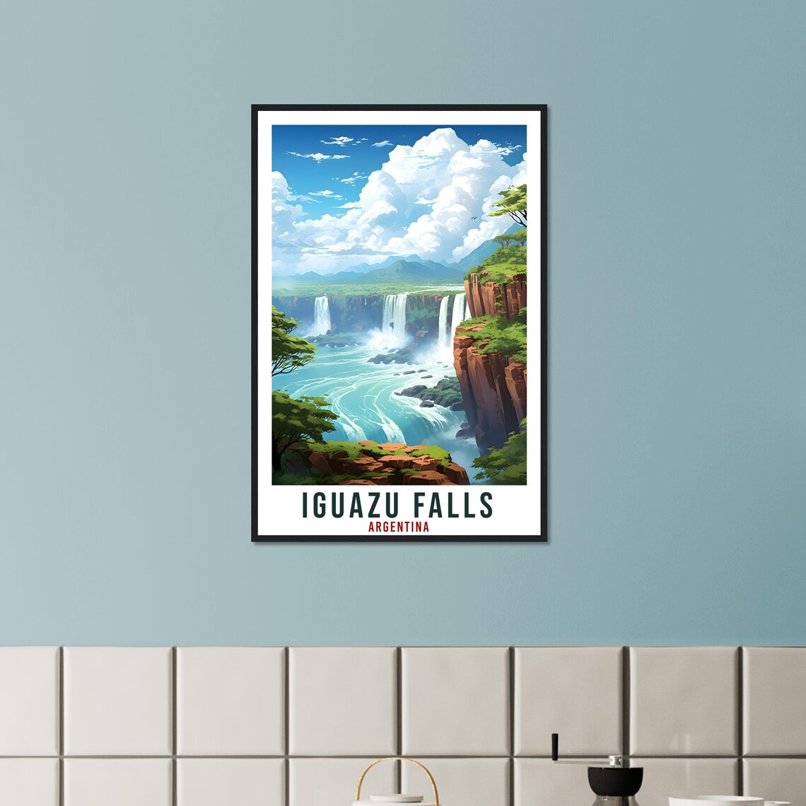 Iguazu Falls Argentina Turquoise Water Red Cliffs Travel Poster - Image 3