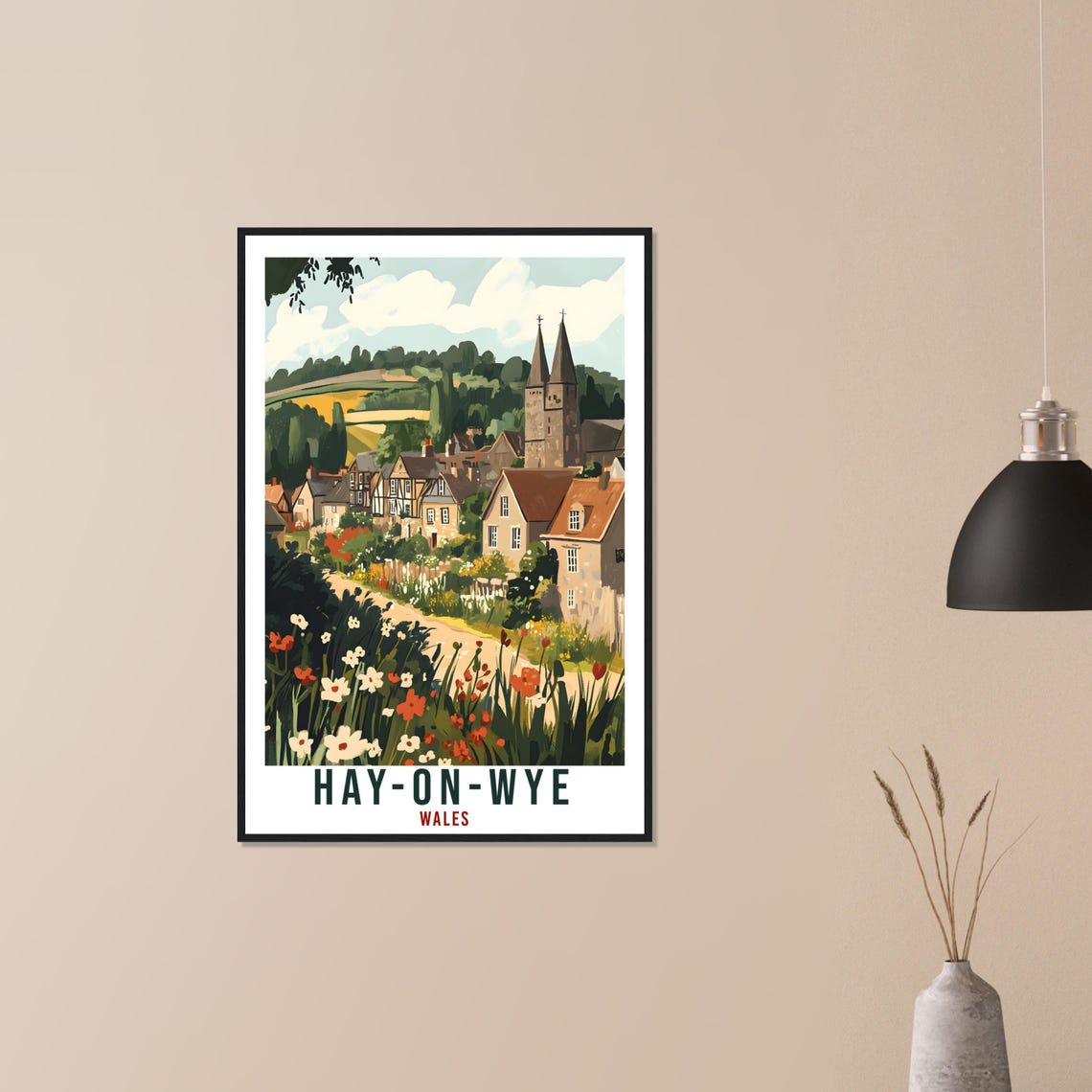 Hay On Wye Travel Print Wales Home Decor Hay On Wye Wall Art Wall Hanging Art Lover Wales Artwork Travel Poster Hay On Wye Travel Art Gift - Image 3