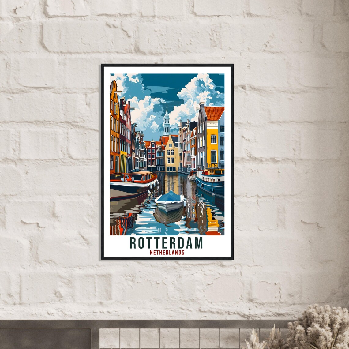 Rotterdam Netherlands Colorful Canal Boats Old Port Travel Poster - Image 2