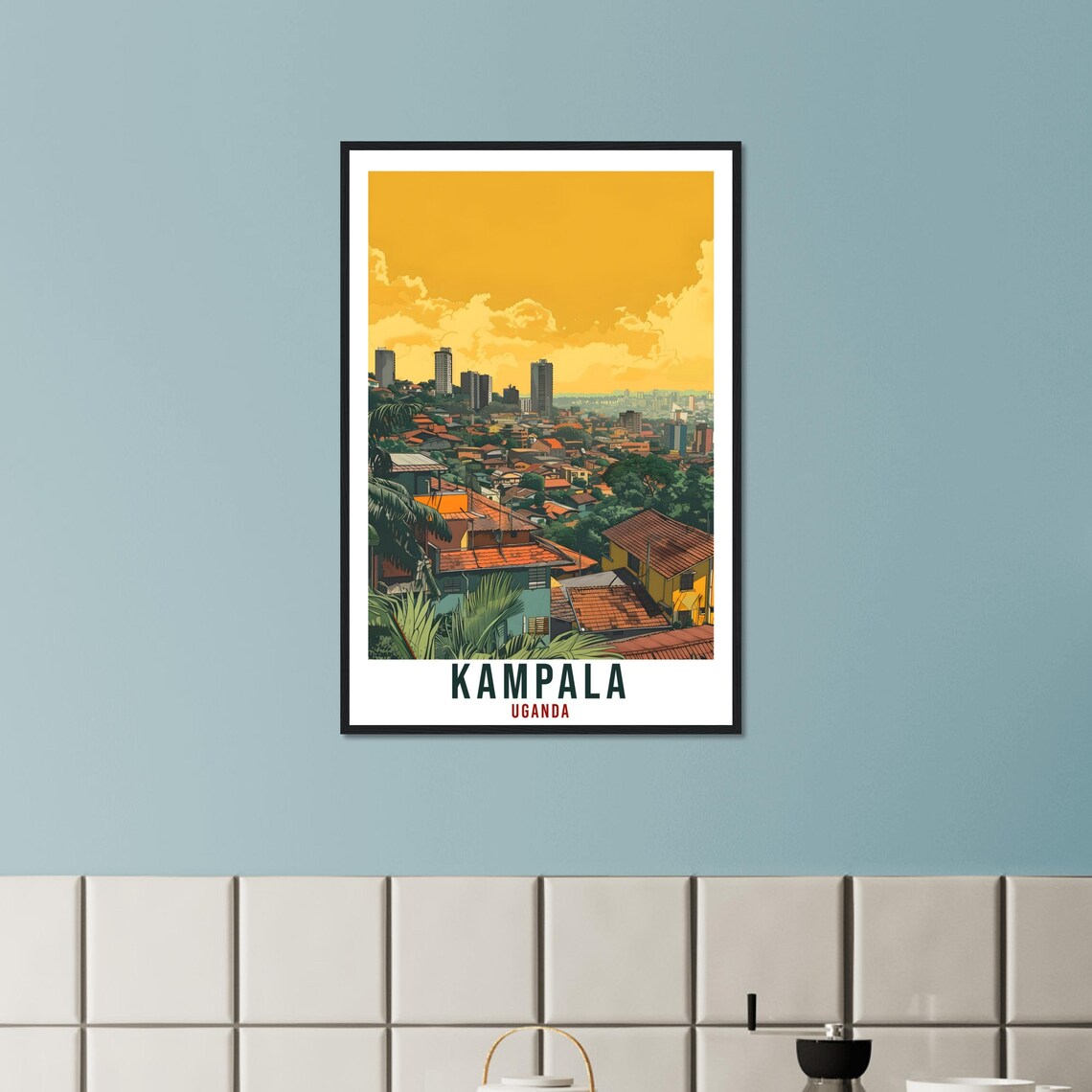 Kampala Uganda City Skyline Warm Golden Hour Retro Travel Poster - Image 2