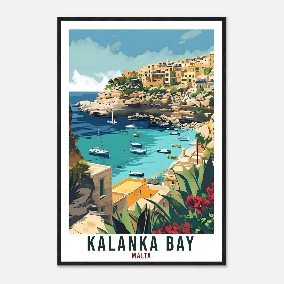 Kalanka Bay Malta Harbor Vintage Travel Poster Coastal Decor - Image 4