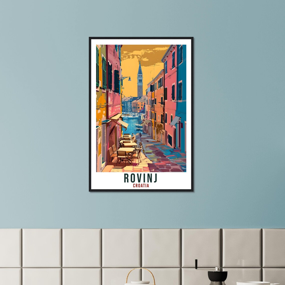 Rovinj Croatia Old Town Canal Bright Colorful Retro Travel Poster - Image 3
