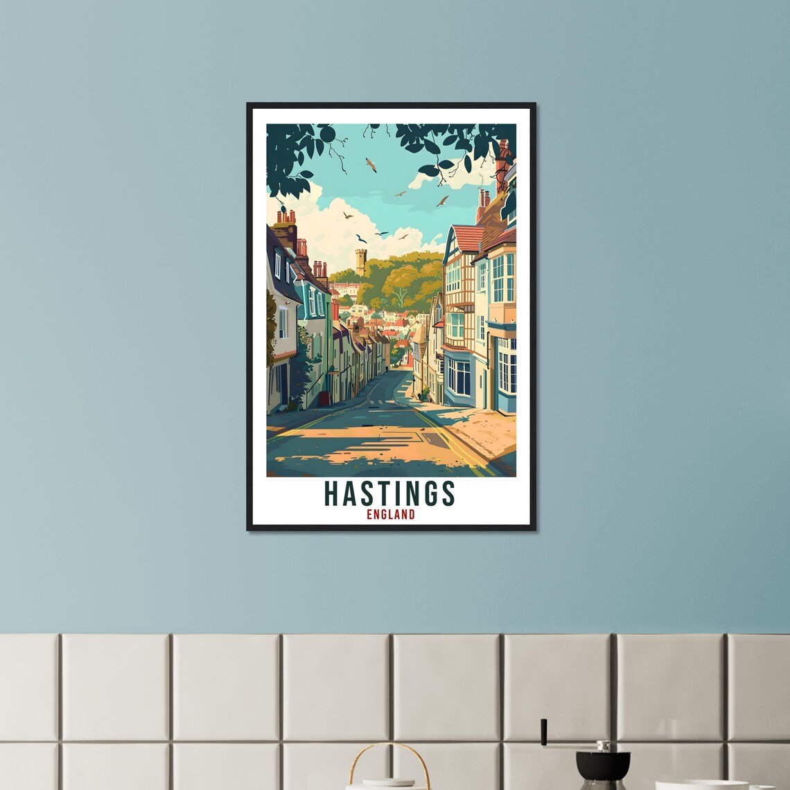 Hastings England Old Town Narrow Street Historic Travel Poster - Image 2