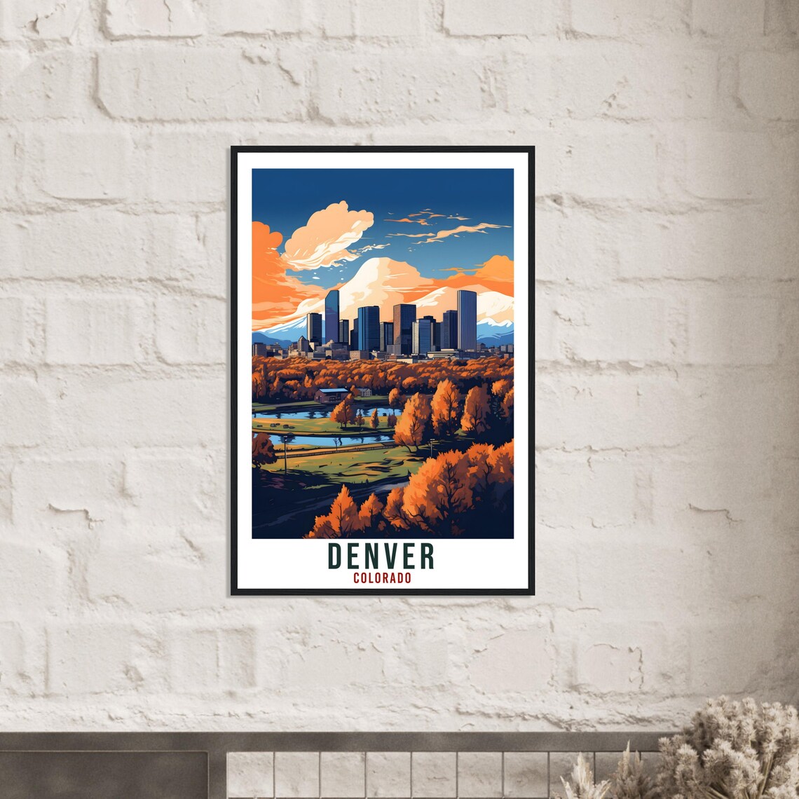 Denver Colorado Mountain Skyline Autumn Park Fall Travel Poster - Image 2