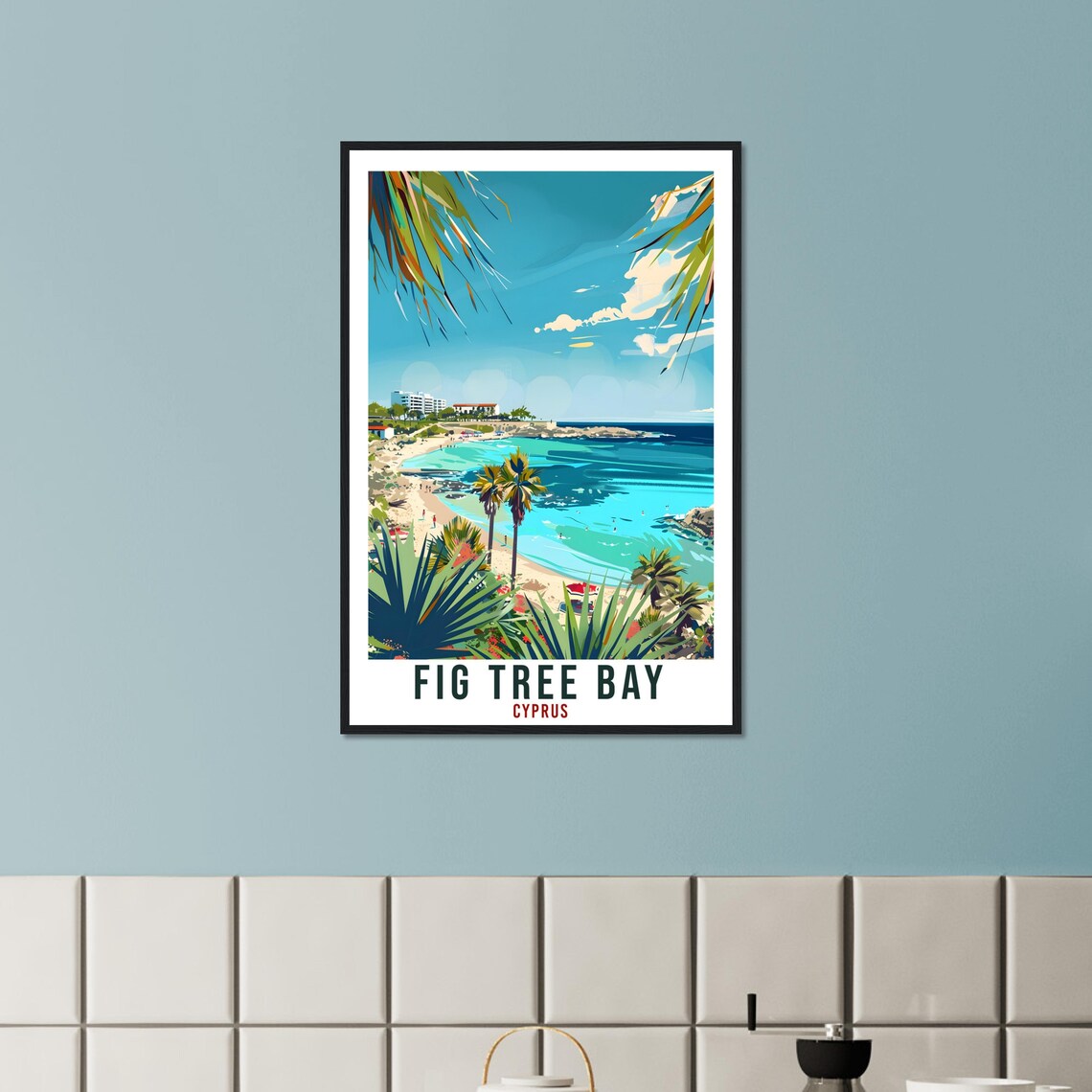Fig Tree Bay Cyprus Travel Poster, Cyprus Wall Art - Image 3
