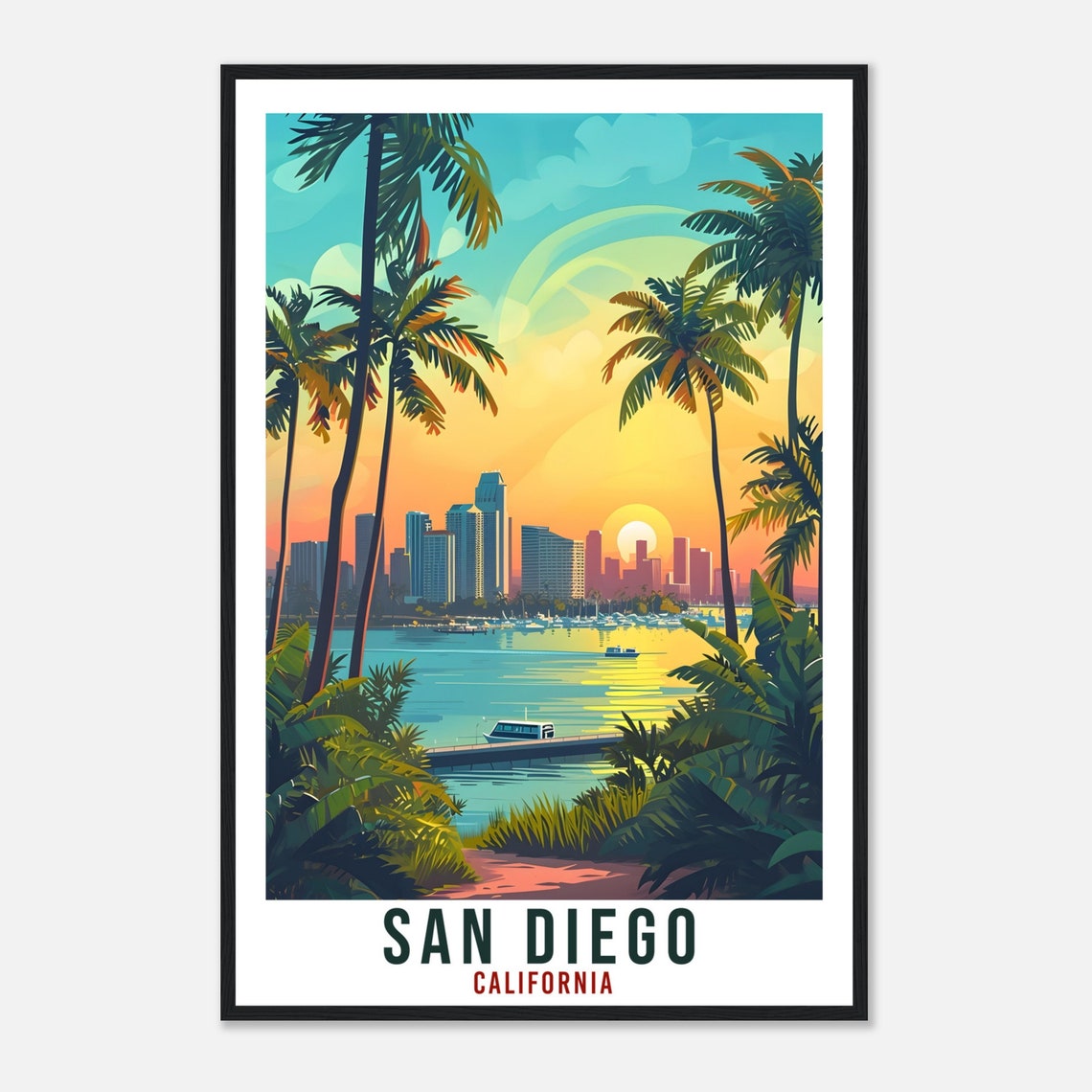 San Diego Travel Print California Home Decoration Usa City Wall Art Gift Wall Hanging Art Lover California Artwork San Diego Travel Poster - Image 4