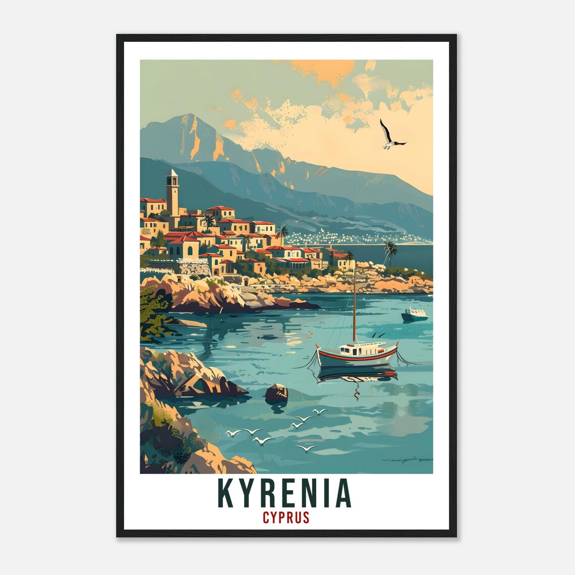 Kyrenia Cyprus Travel Print Cyprus Wall Art Wall Hanging Home Dcor Kyrenia Gift Cyprus Landmark Artwork Gift Cyprus Holiday Travel Poster - Image 4