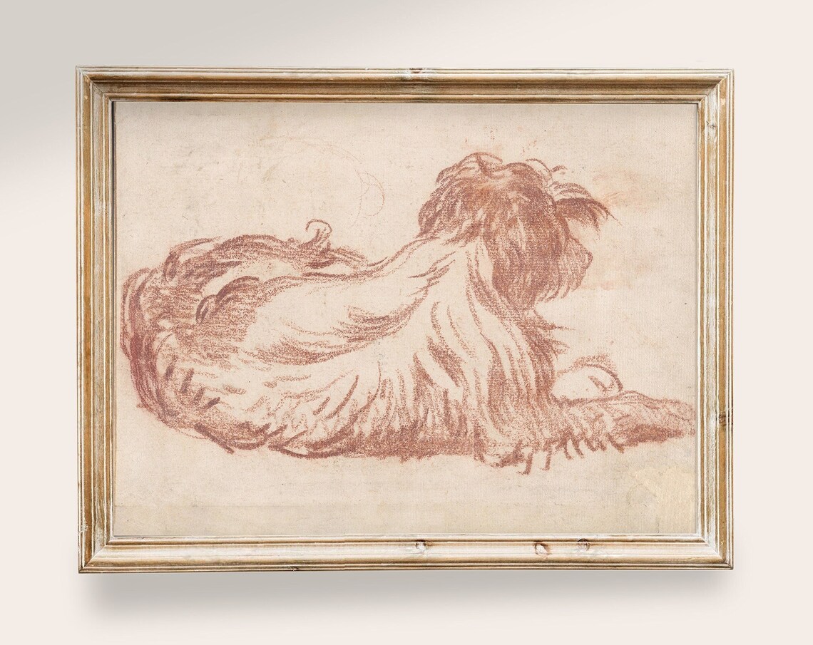 Vintage Dog Antique Sketch Art Print, Light Academia - Image 3