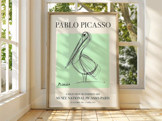 Pablo Picasso Art Exhibition Print Line Classic Poster Gallery Home Decor Pelican