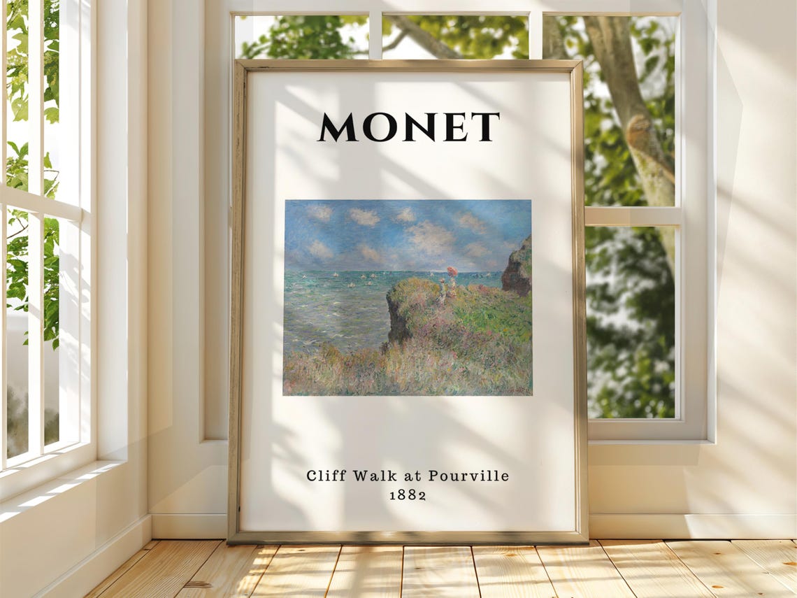 Claude Monet Cliff Walk at Pourville 1882 Coastal Art Poster