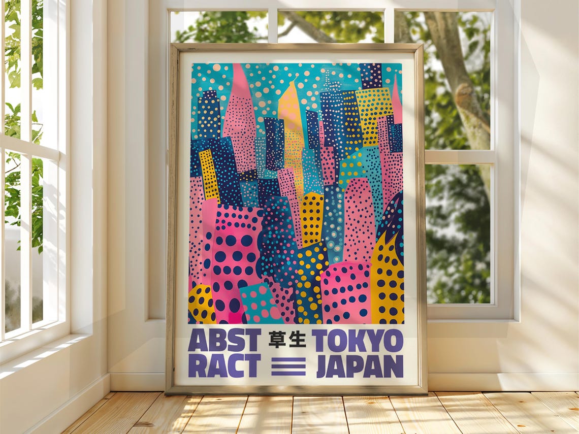 Tokyo Japan Abstract Dot Art Colorful Pop City Skyline Poster