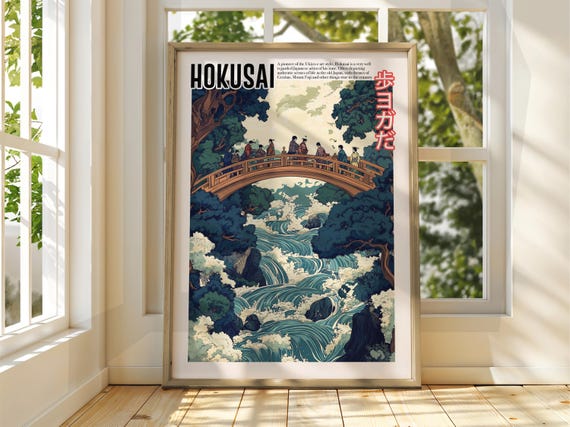 Vintage Japanese Art Ukiyoe Poster Katsushika Hokusai Print Japan Matsumoto Hoji