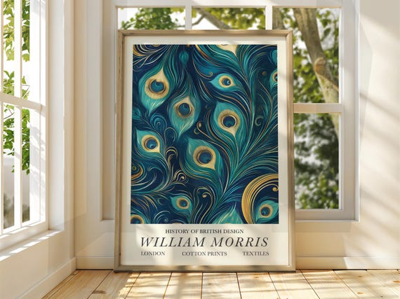 William Morris Peacock Feathers Floral Birds Poster
