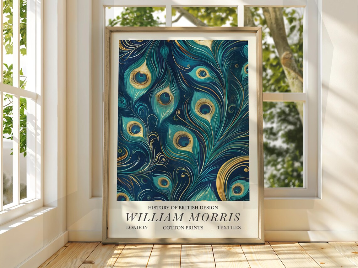 William Morris Peacock Feathers Floral Birds Poster