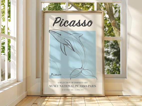 Pablo Picasso Whale Line Art Exhibition Museum Gallery Poster
