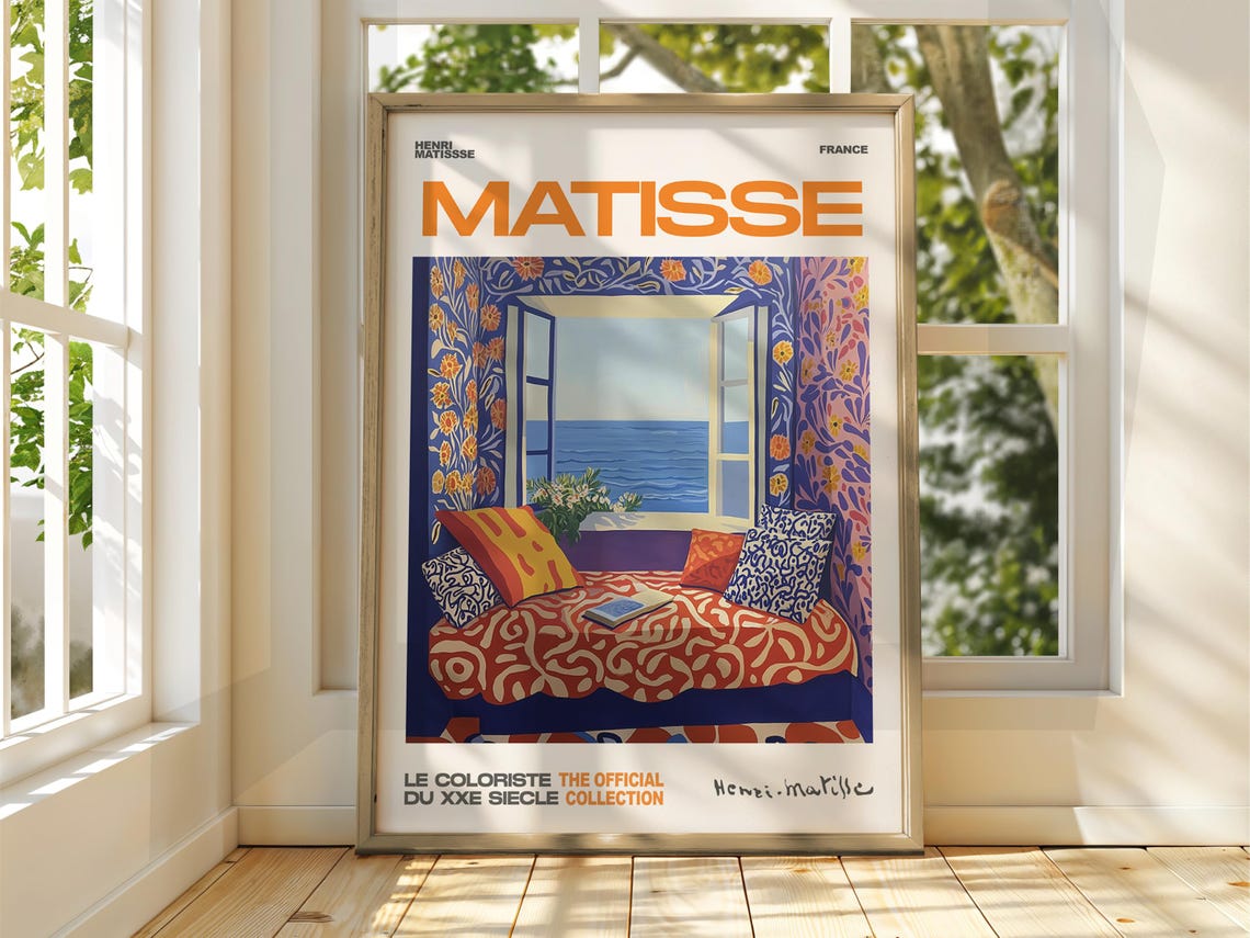 Henri Matisse Style Cozy Room Sea View Window Daybed Art Poster