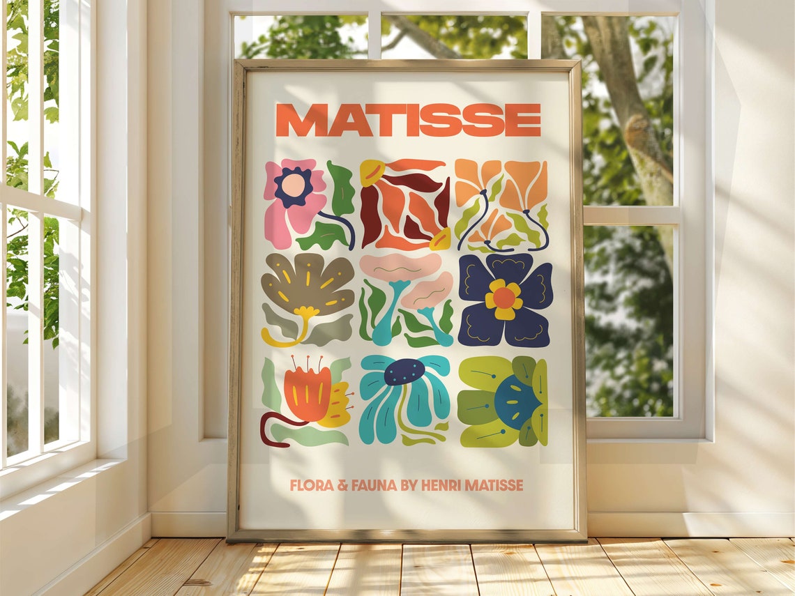 Matisse Flora And Fauna Nine Grid Abstract Flower Art Poster