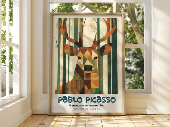 Pablo Picasso Art Exhibition Print Cubism Surrealism Poster Abstract Gallery Home Decor Deer