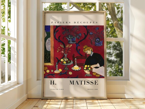 Henri Matisse Red Interior Poster With Woman Serving Fruit Still Life