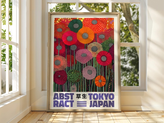 Floral Abstract Poster Art Exhibition Japanese Gallery Print Bright Dot