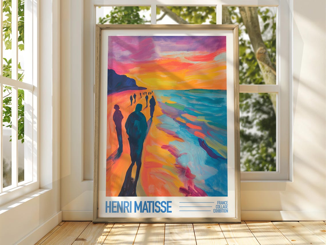 Henri Matisse Beach Sunset Walkers Vibrant Coastal Art Poster