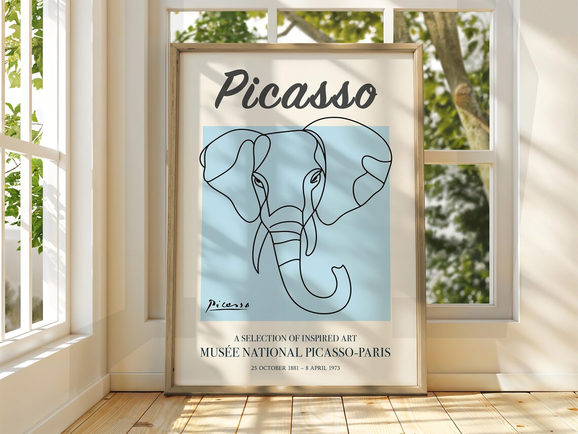 Pablo Picasso Art Exhibition Poster, Classic Elephant